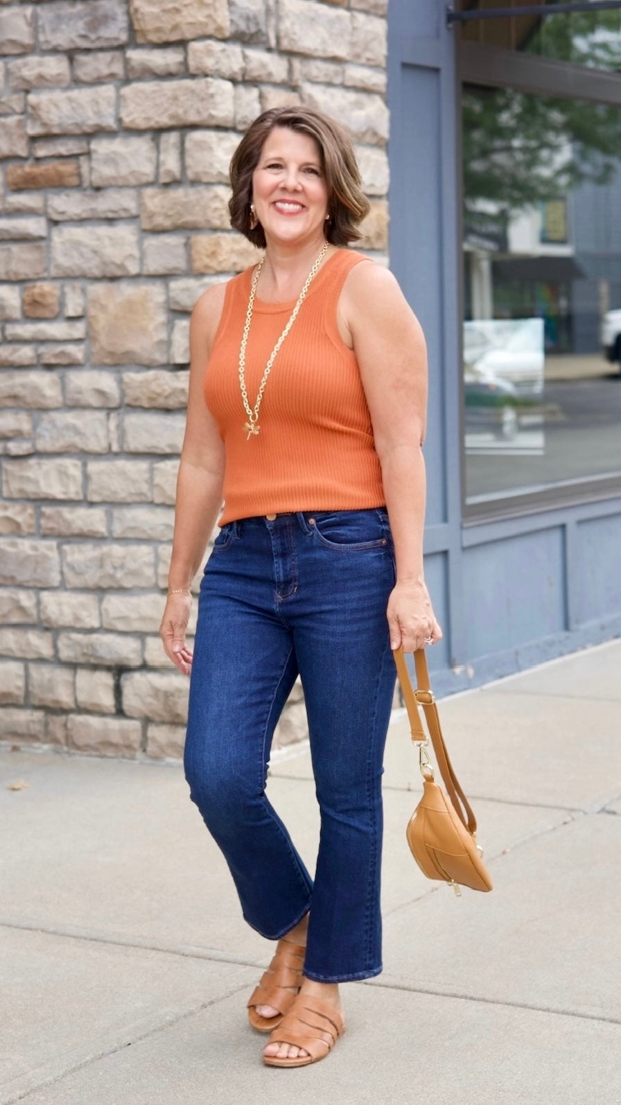 Another Love Cora Ribbed Tank - Pumpkin