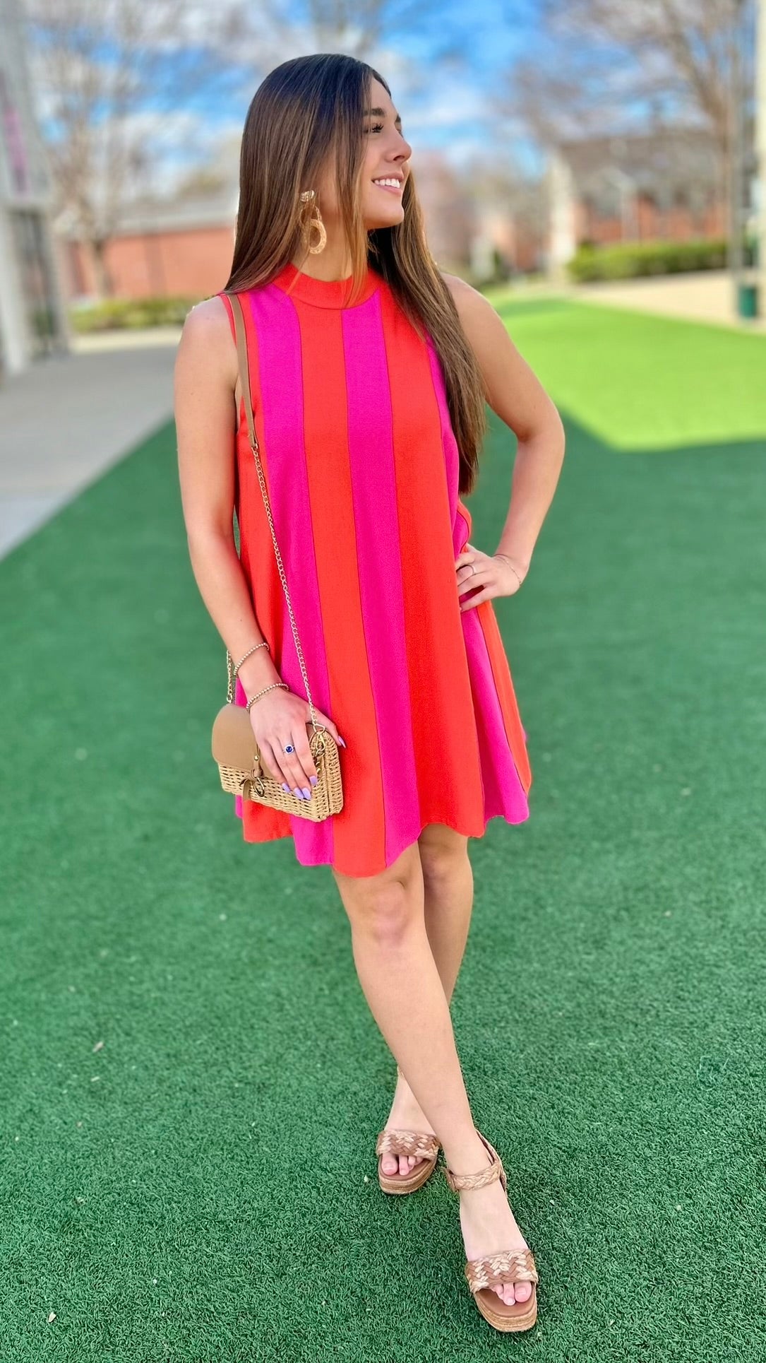 Sunset Tie Neck Dress
