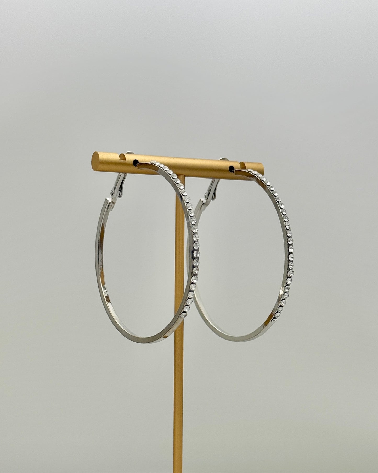 Large Silver Bling hoop Earrings