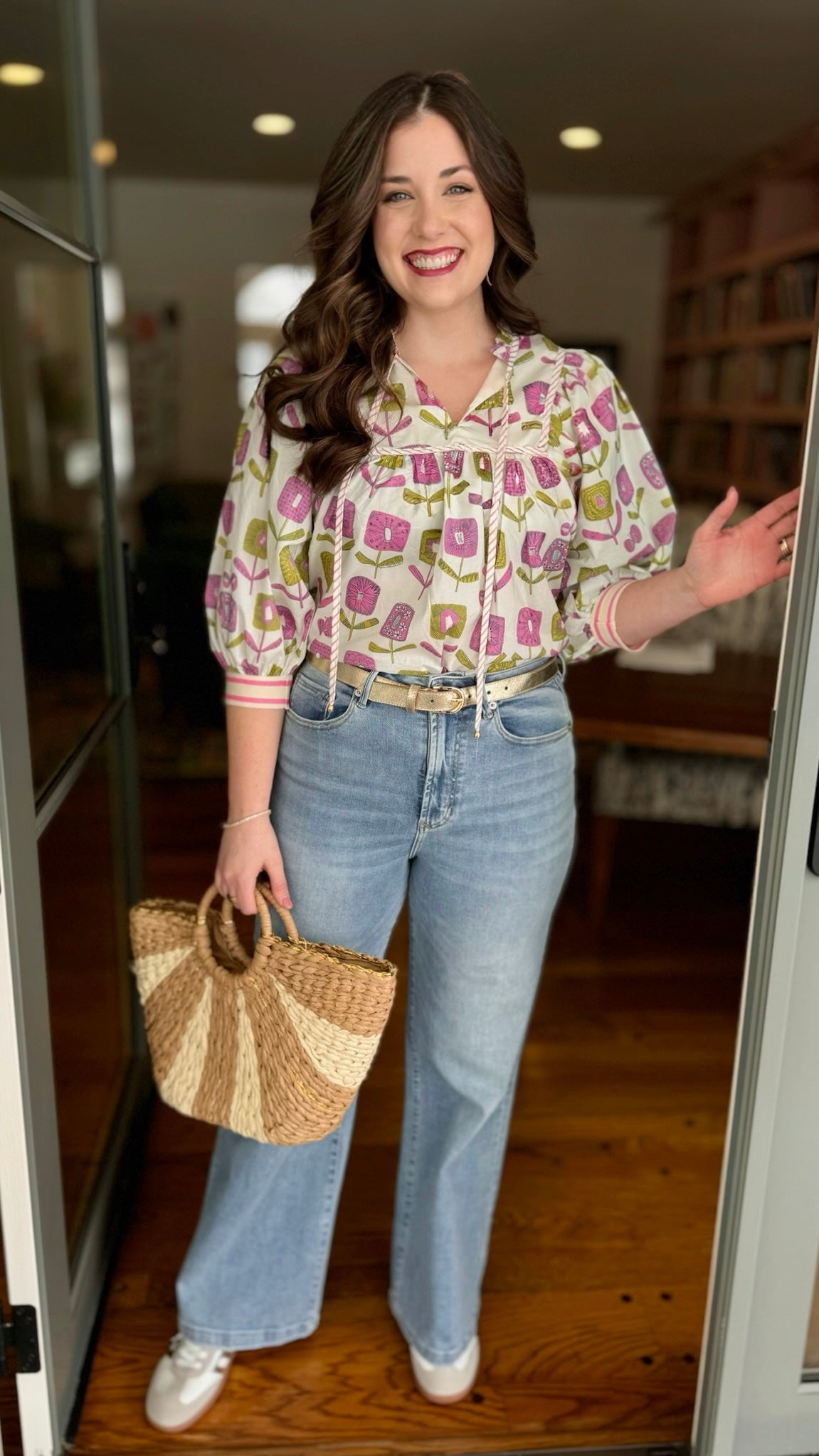 Flower Pops Blouse - Pink and Green