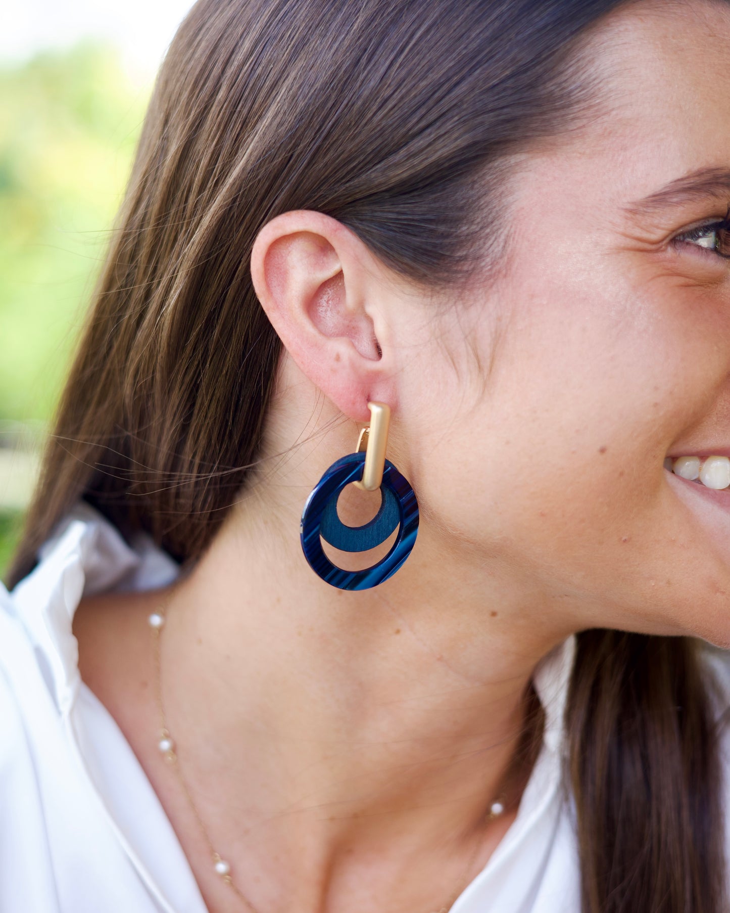 Layered Circle Earrings - Navy