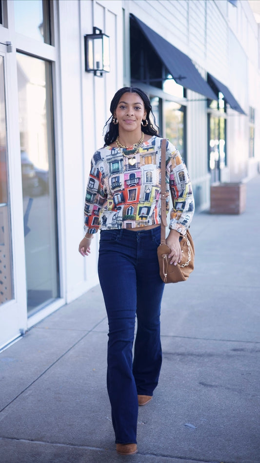 Ivy Jane Popover Novelty Knit Top - Windows