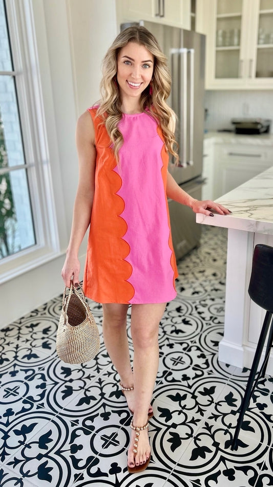 Hailey Sunkist Dress - Orange/Pink