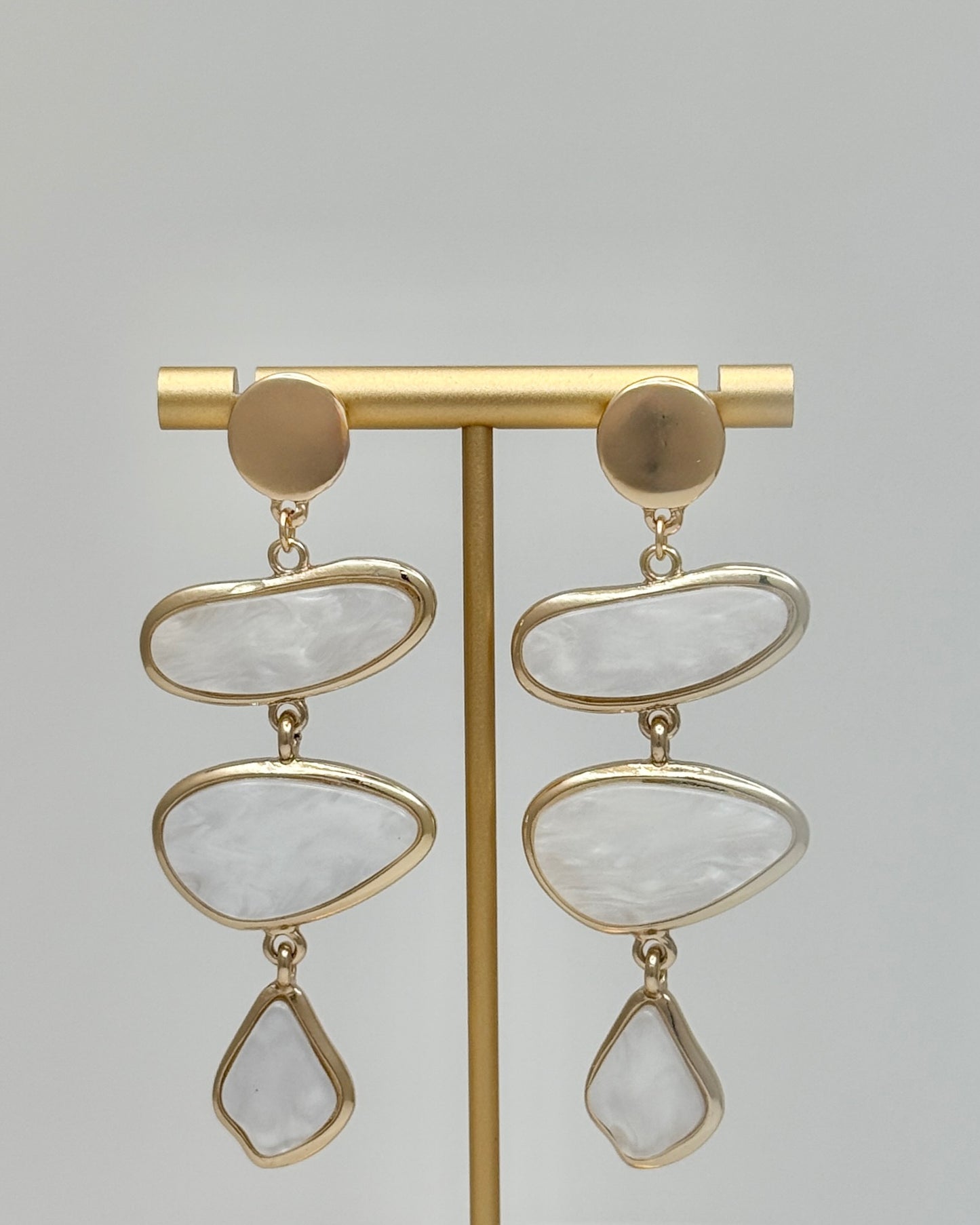 Triple Drop Earrings - White