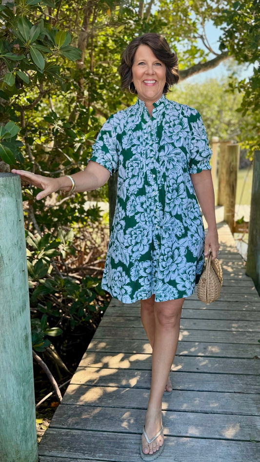 Uncle Frank Pintucked Dress - Green