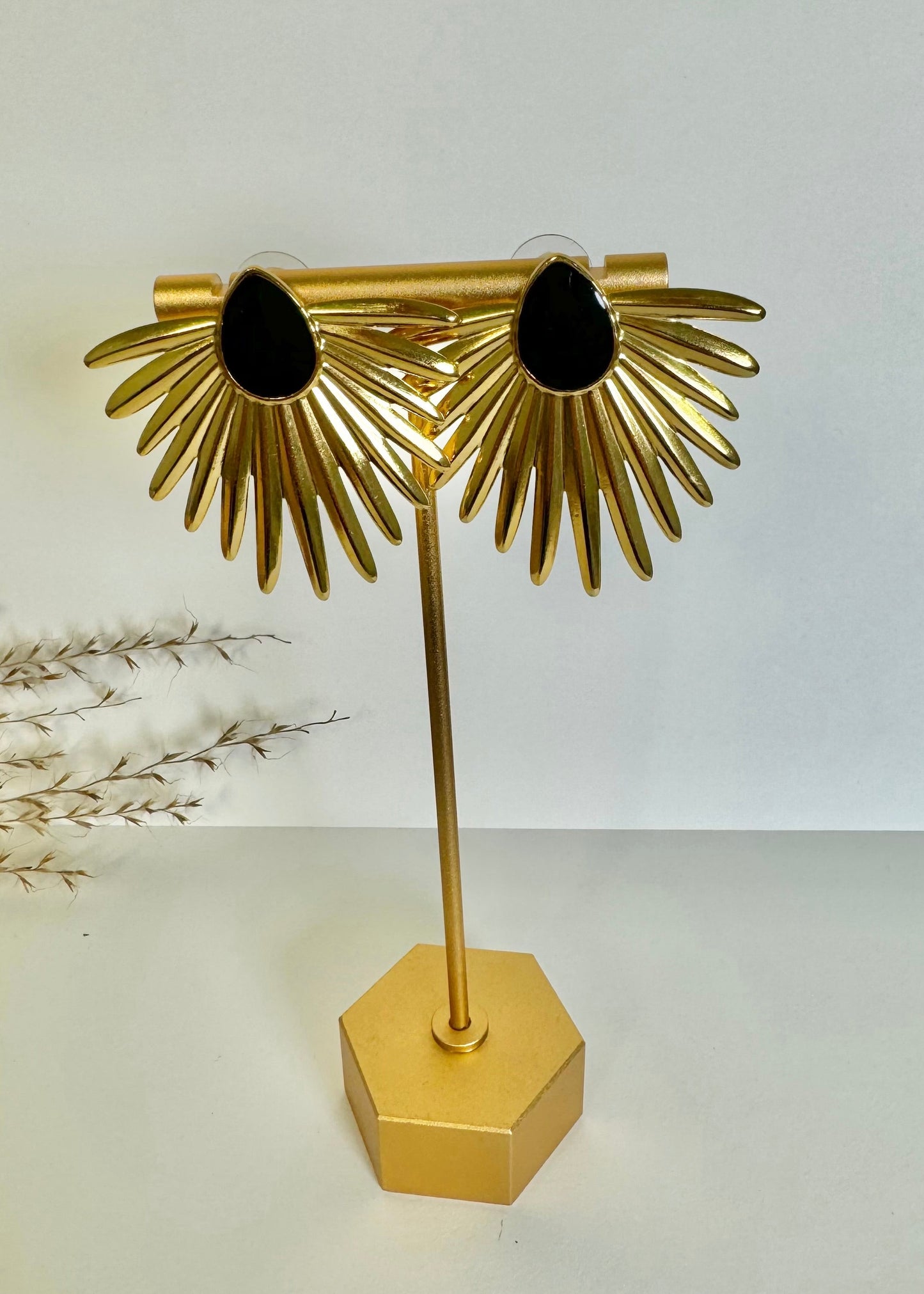 Black and Gold Phoenix Earrings