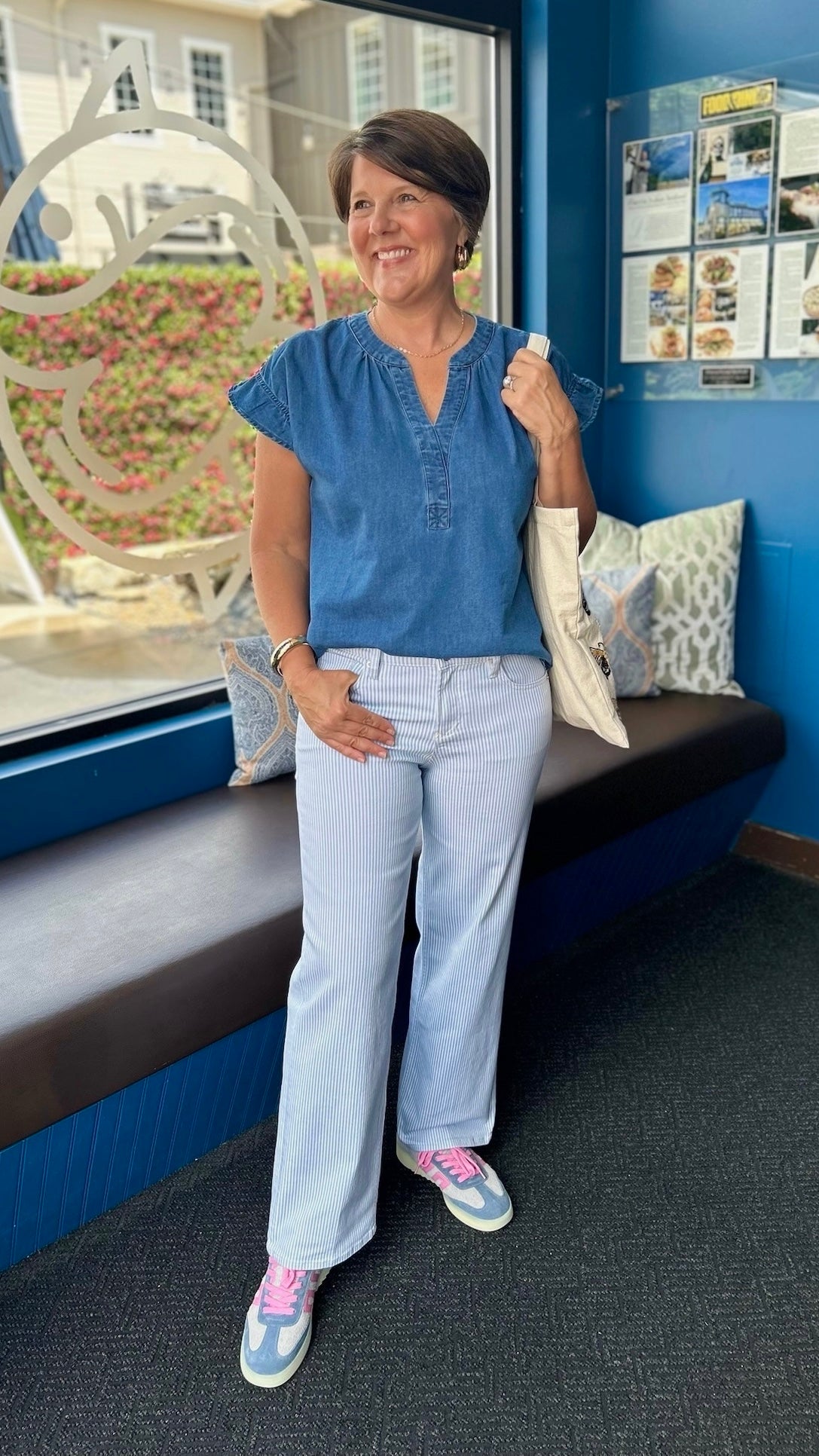 Rebecca Denim Ruffle Sleeve Top