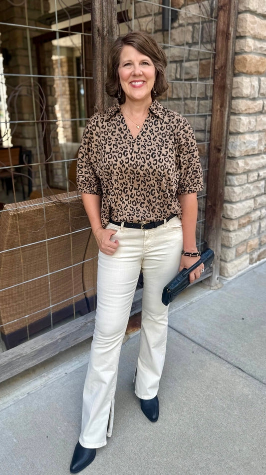 Dani Animal Print Dolman Sleeve Top - Toffee