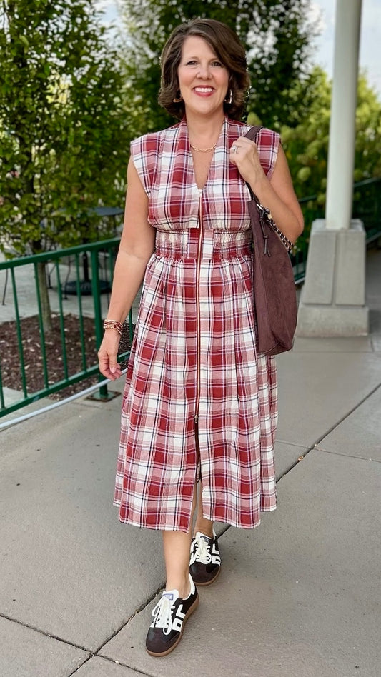 Clara Midi Dress - Brick