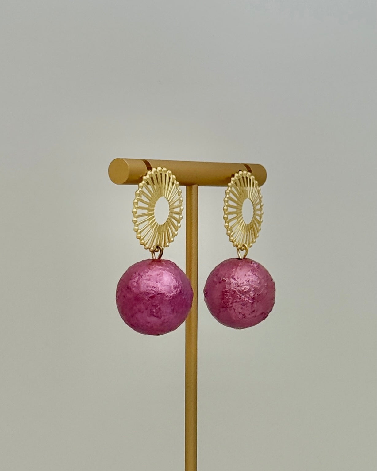 Fuchsia Ball Earrings