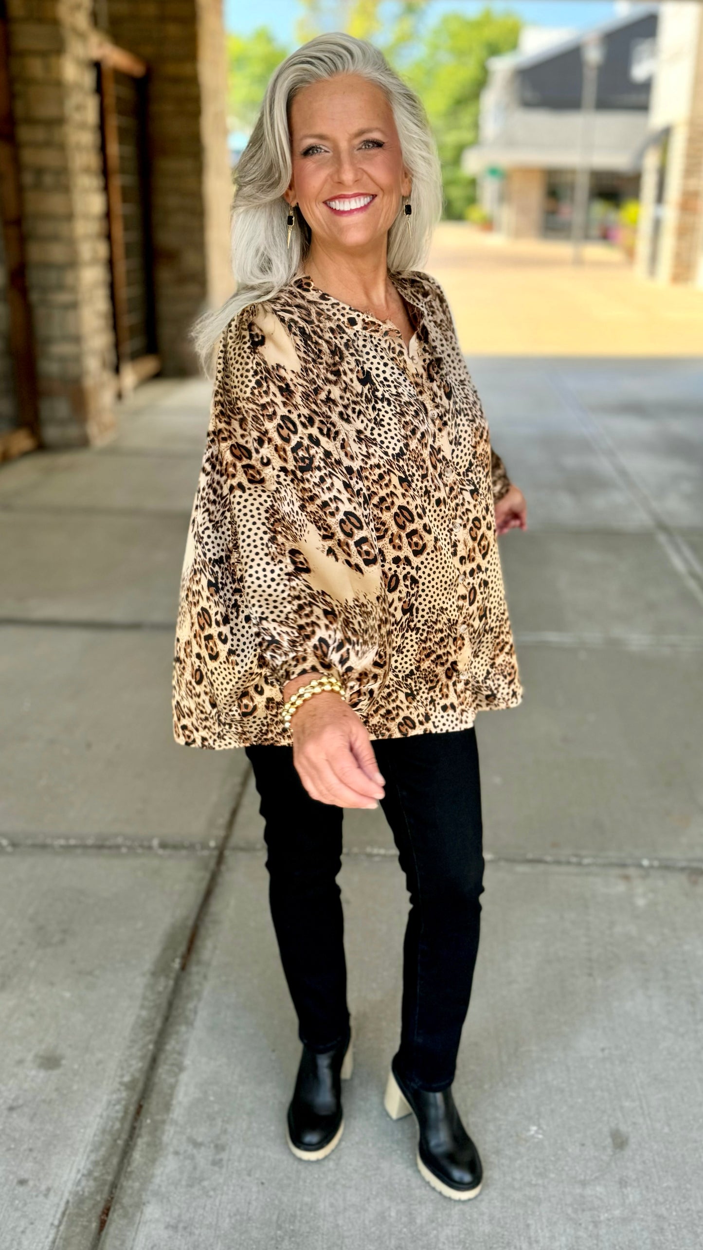 Into The Wild Animal Print Button Blouse