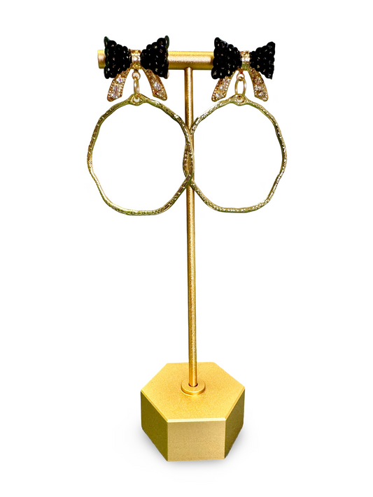 Bethany Bow Hoop Earrings - Black