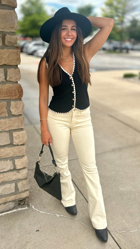 Annika Sweater Vest With Scallop Trim