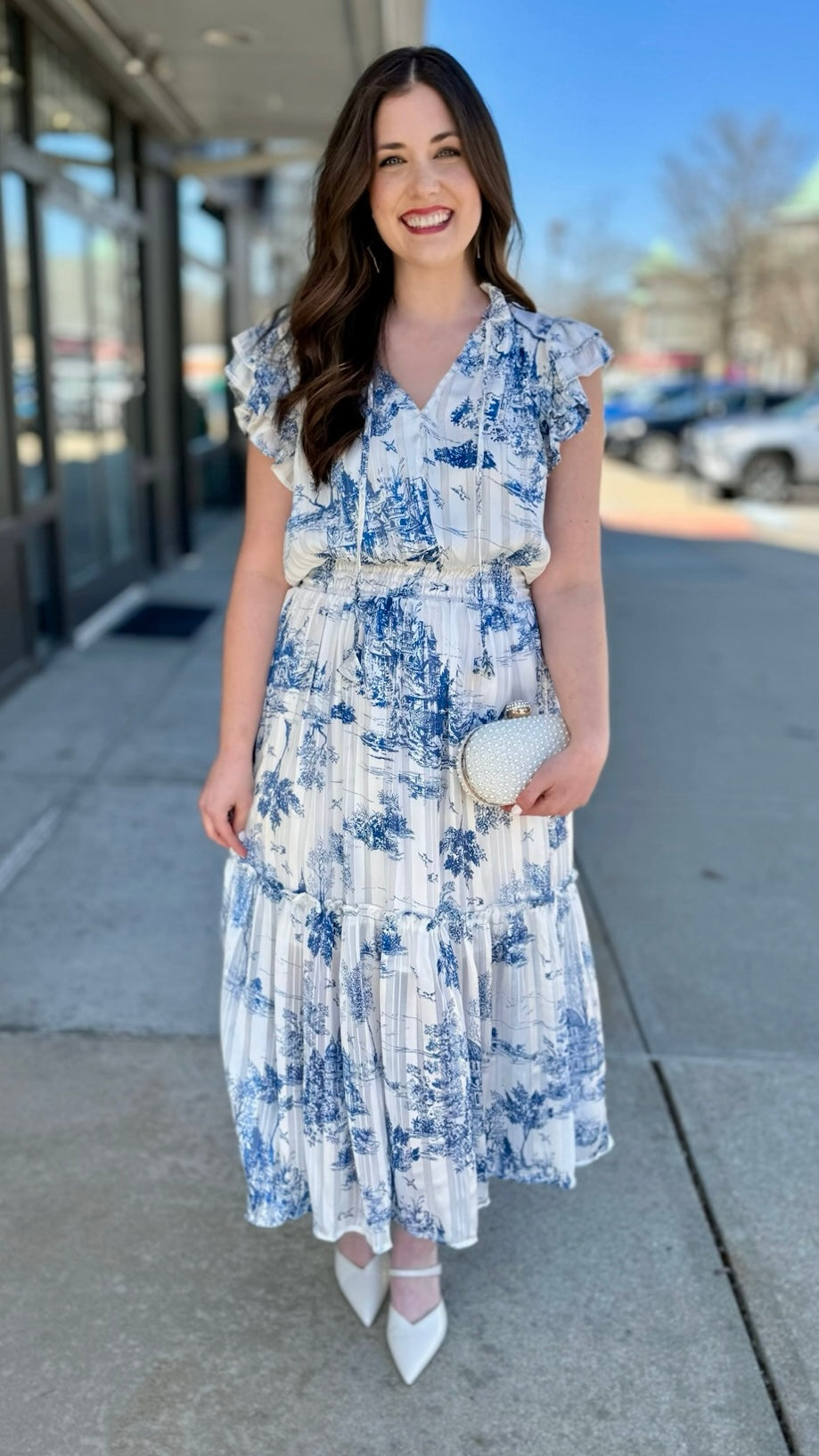 midi dress unique Cream Floral Dress - Backless Midi Dress - Dress With Pockets