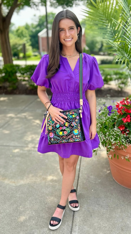 Perfect Puff Sleeve Dress - Purple