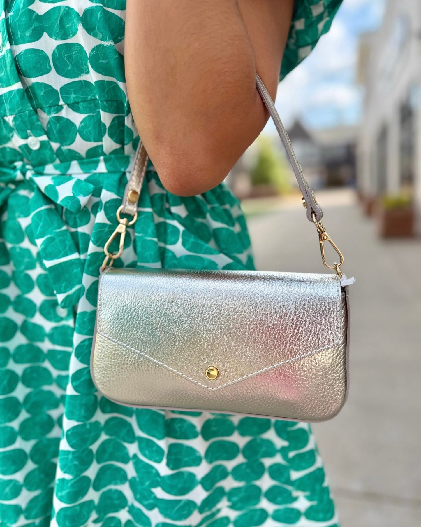 Italian Leather Handle & Crossbody - Gold