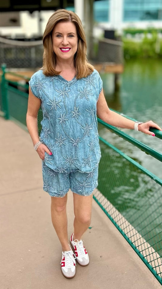 Ivy Jane Denim Palm Shirt