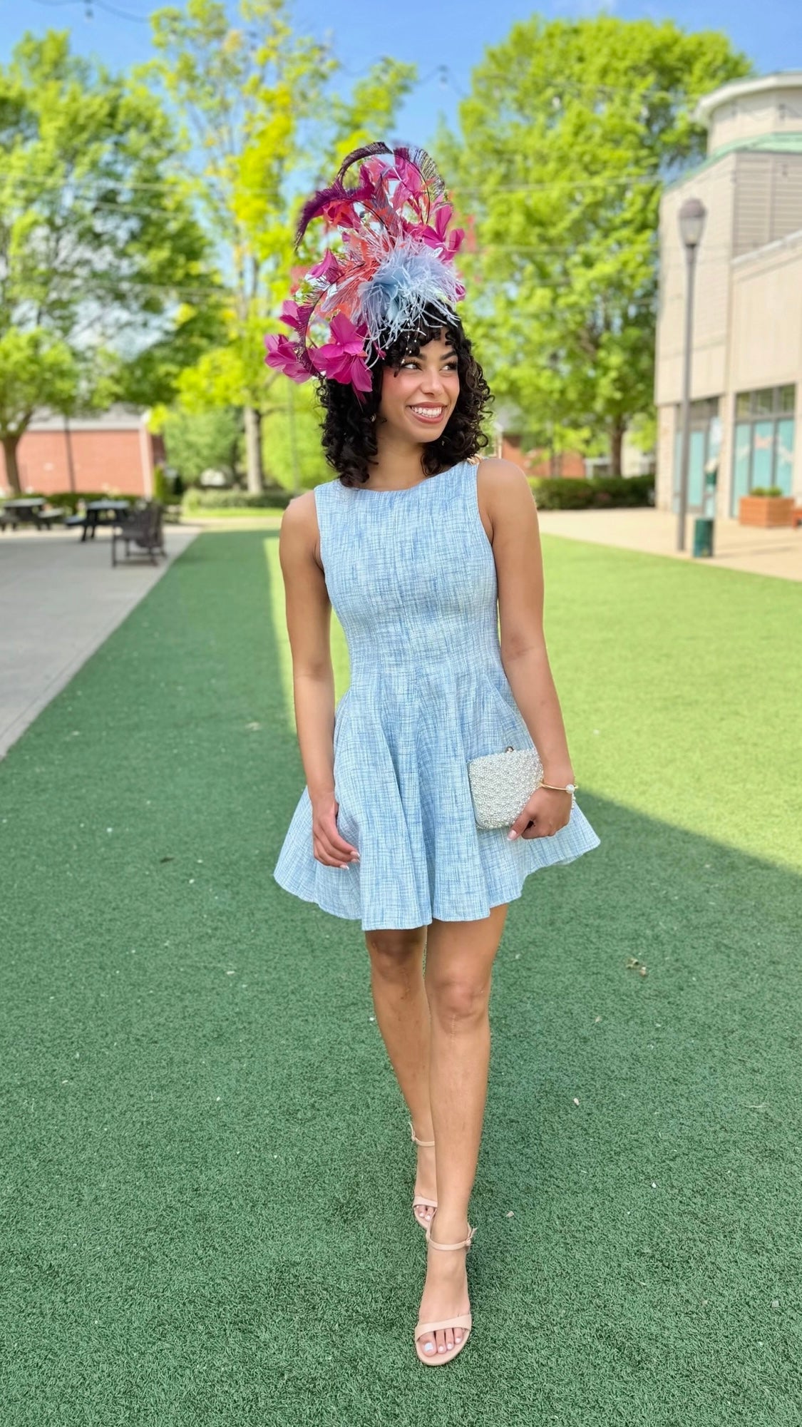 Katie Tweed Dress - Blue