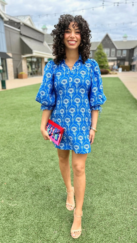 Emmy Floral Dress - Cobalt