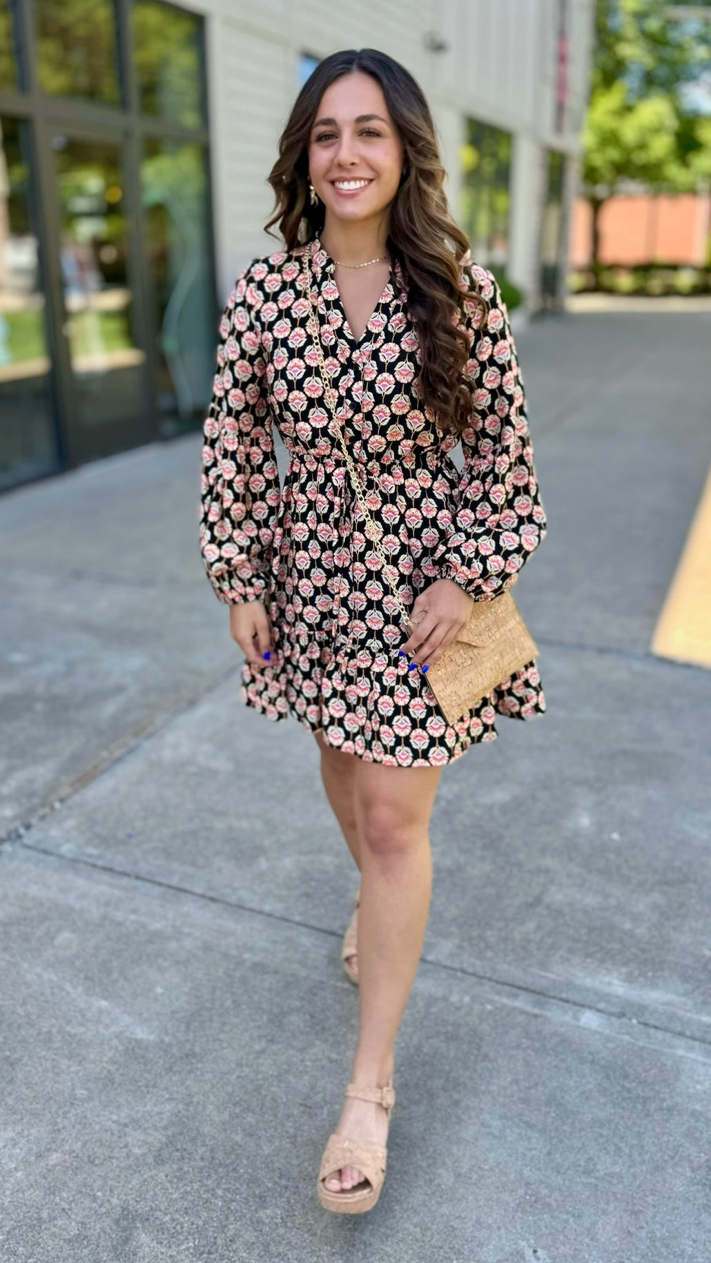 Bria Black Floral Dress - Black