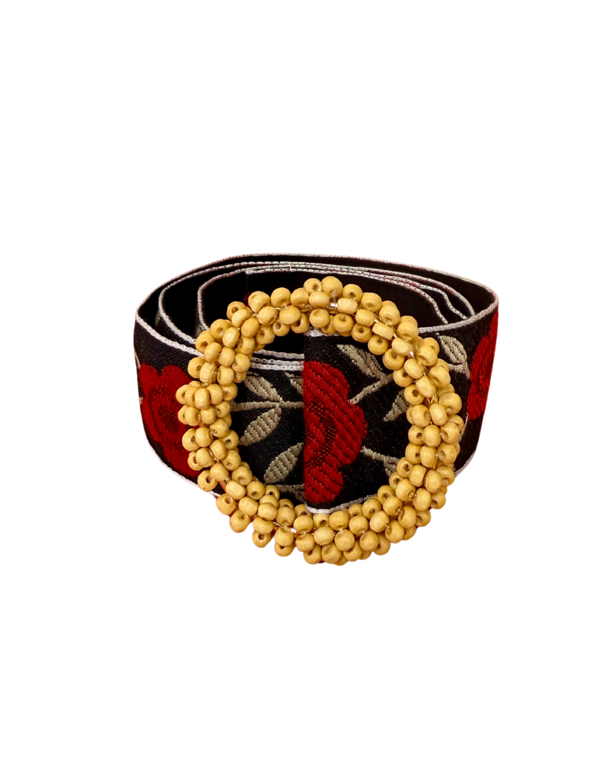 Black w/ Red Flowers Belt