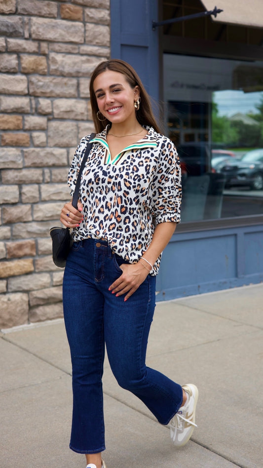 Lydia Wild Leopard Colorful Blouse
