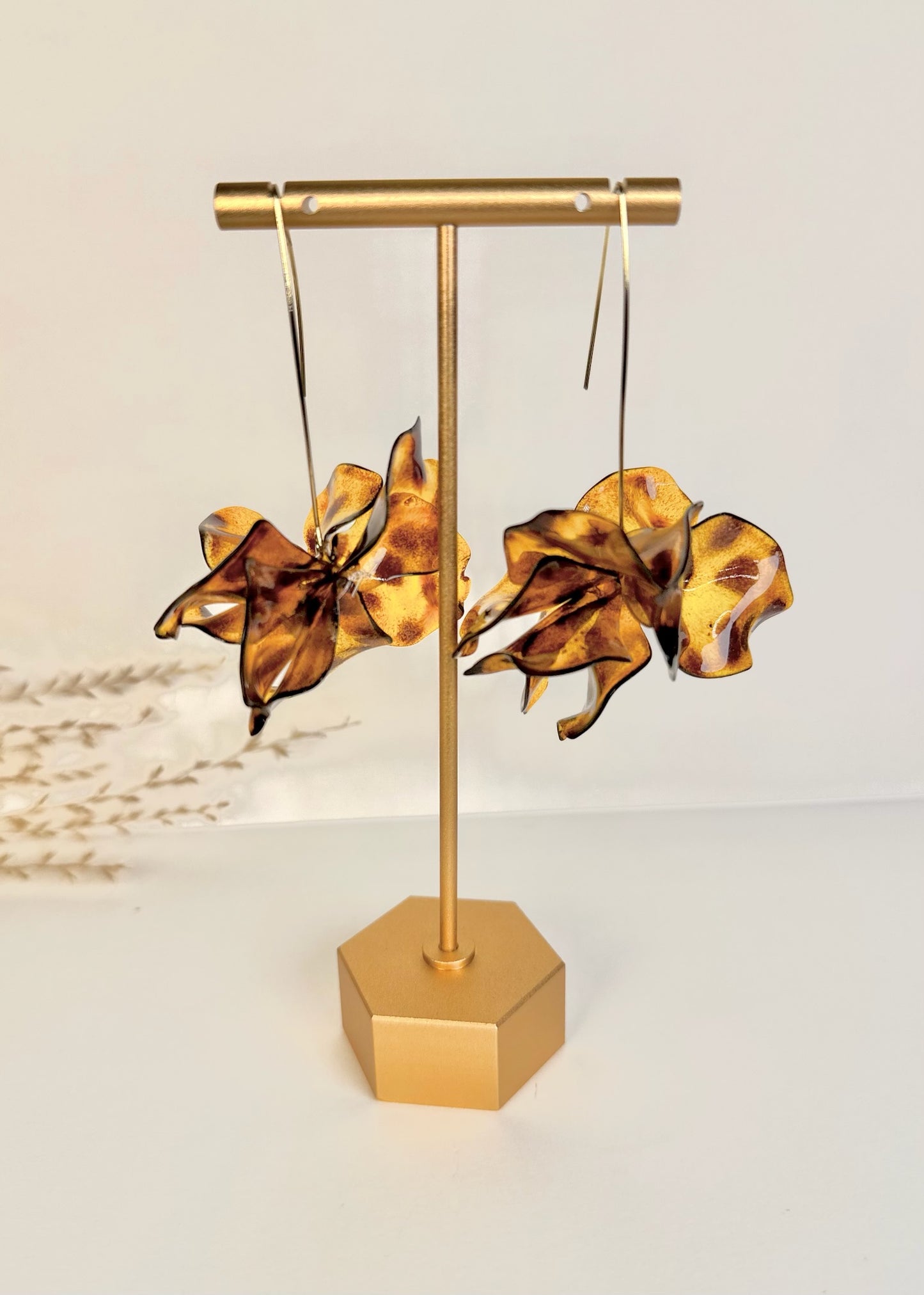 Tortoise Acrylic Bloom Drop Earrings