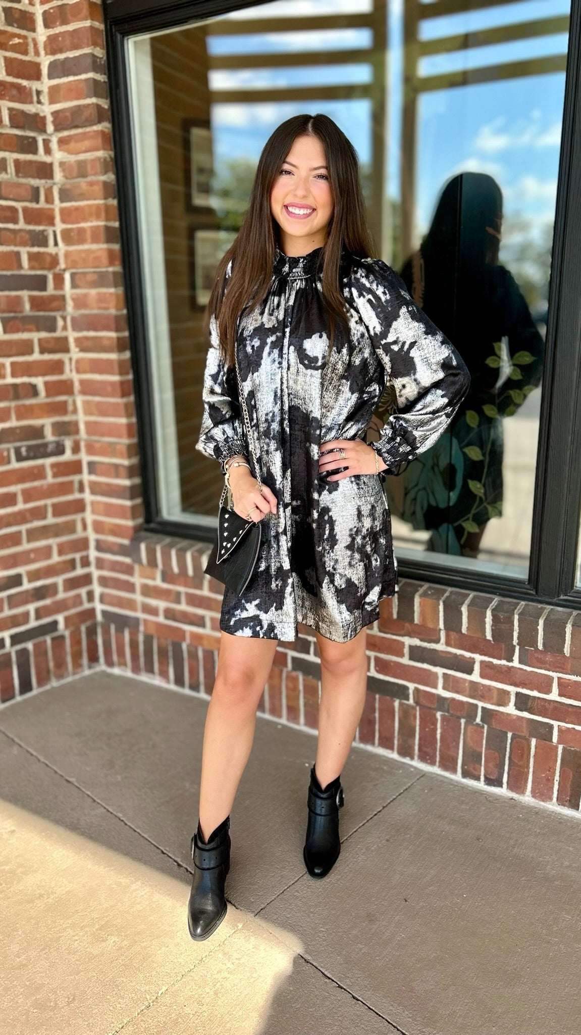 Melanie Black & Silver Shimmer Dress Melanie Black & Silver Shimmer Dress