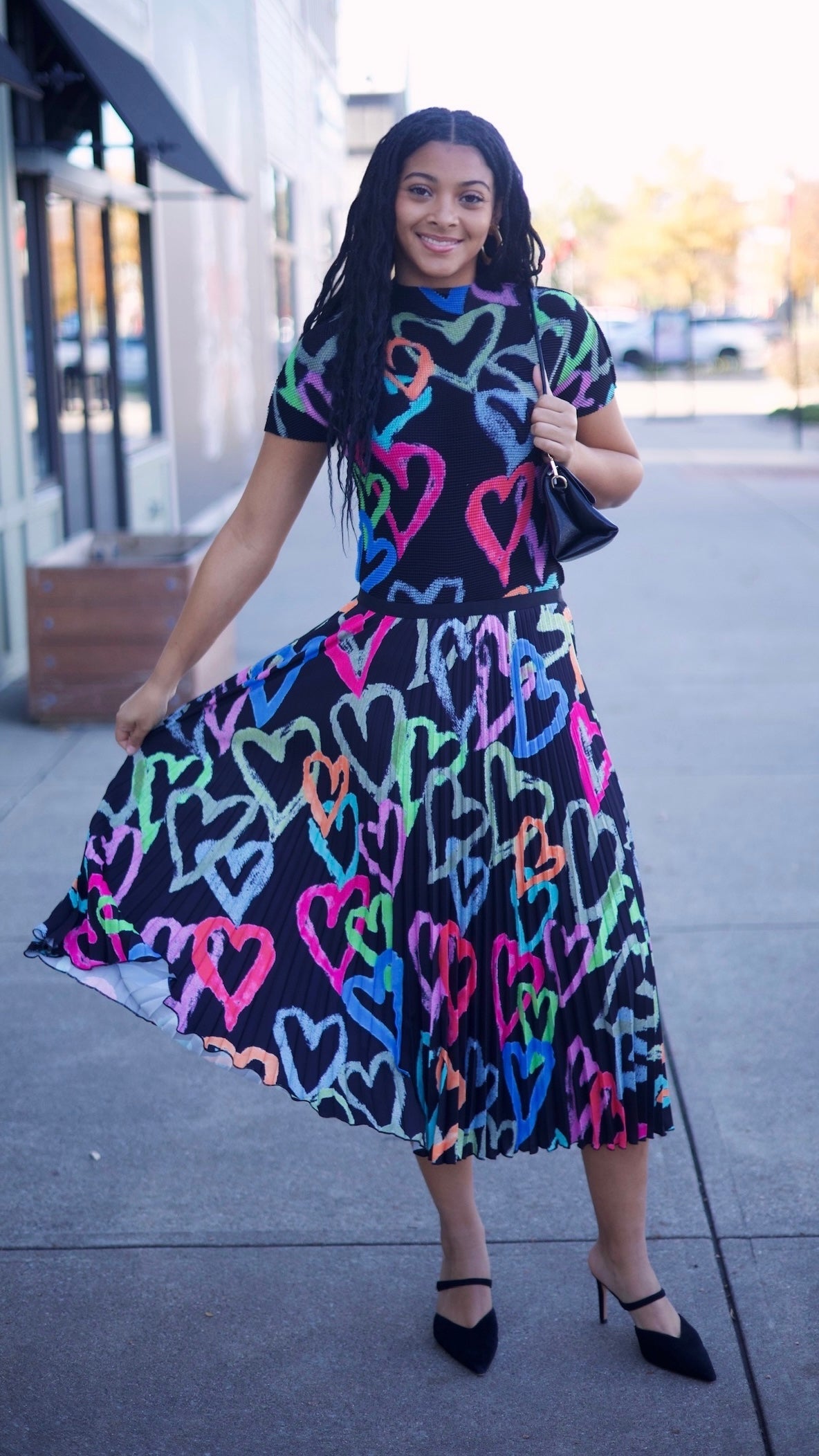 Ava Hearts 3D Honeycomb Top - Black Mix