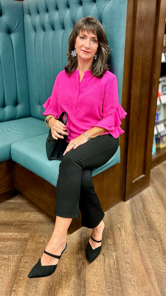 Lysse Side Slit Capri Leggings - Black