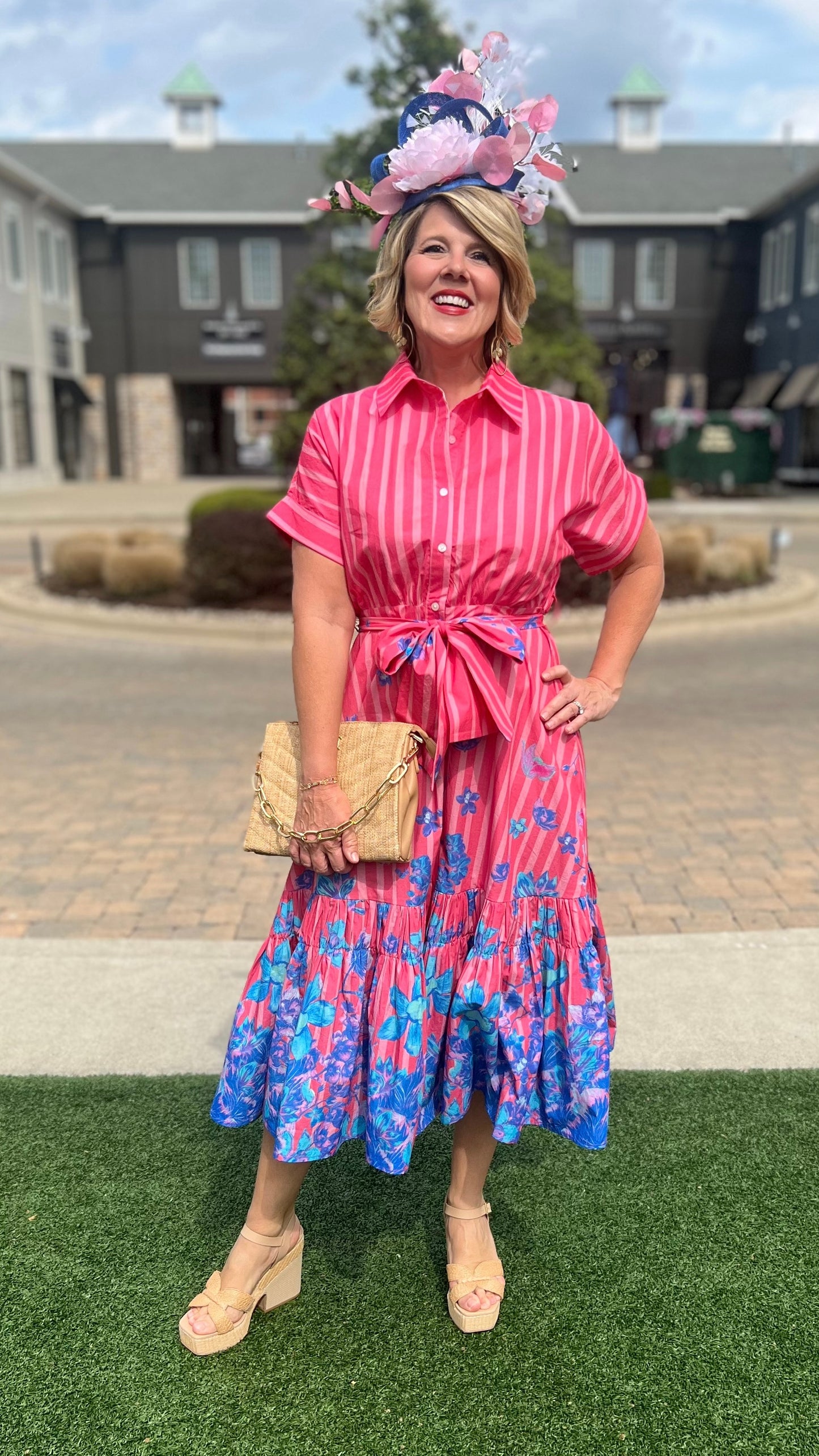 Just Bellina Bubblegum Florals Midi Dress