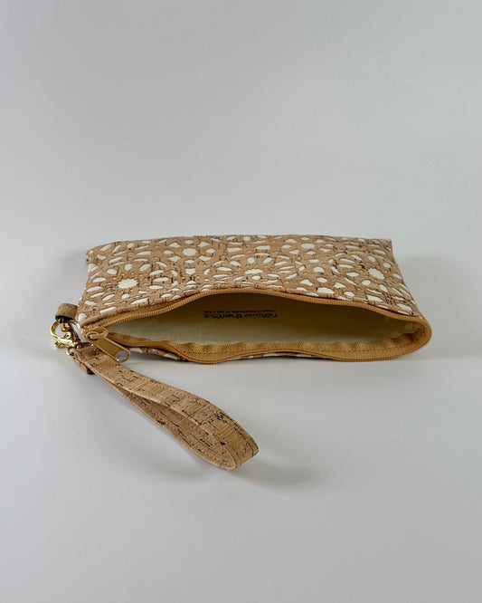 Cream Mandela Die Cut Cork Wristlet