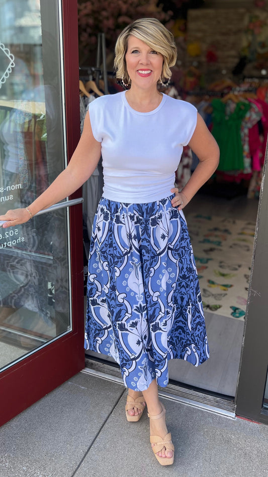 Beyond By Vera Anna Como Skirt - Blue