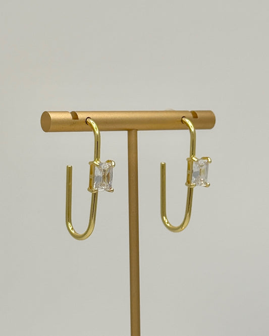 Gold and Crystal Hook Earrings