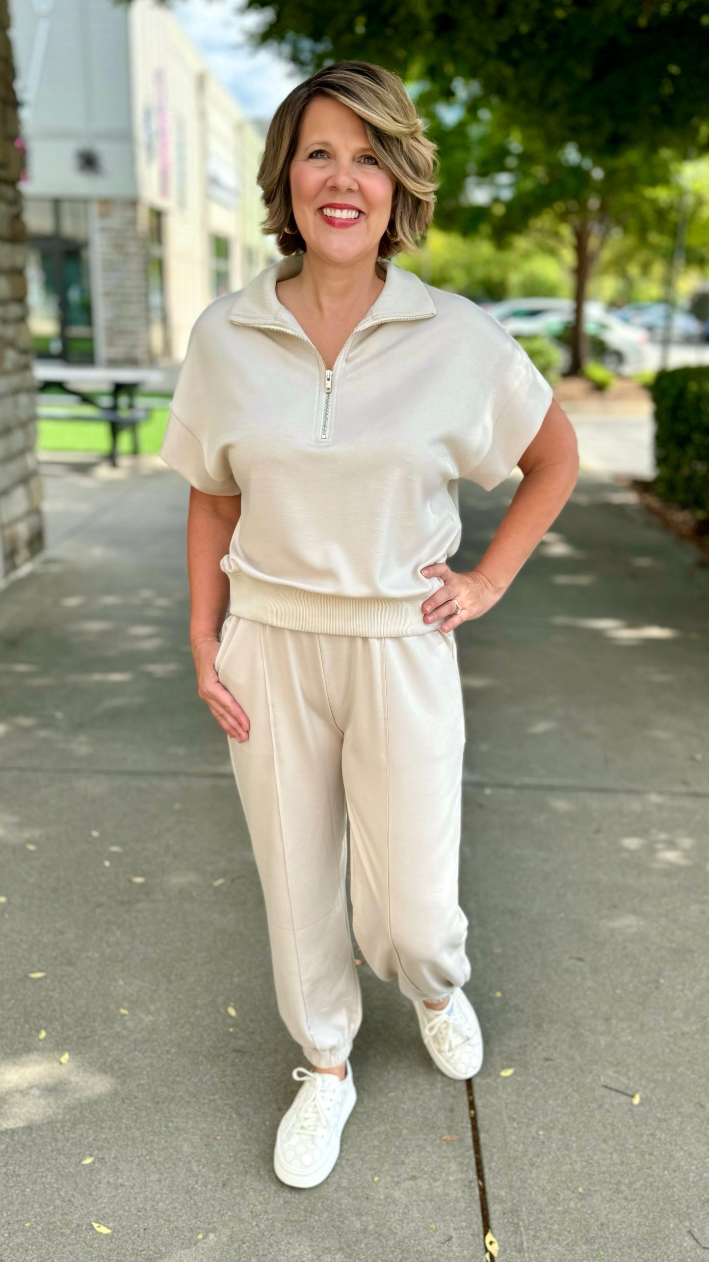 Ecru Zip Love Leisure Top