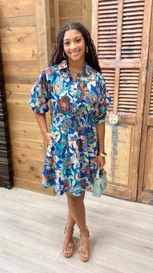 Uncle Frank Pintucked Dress - Blue