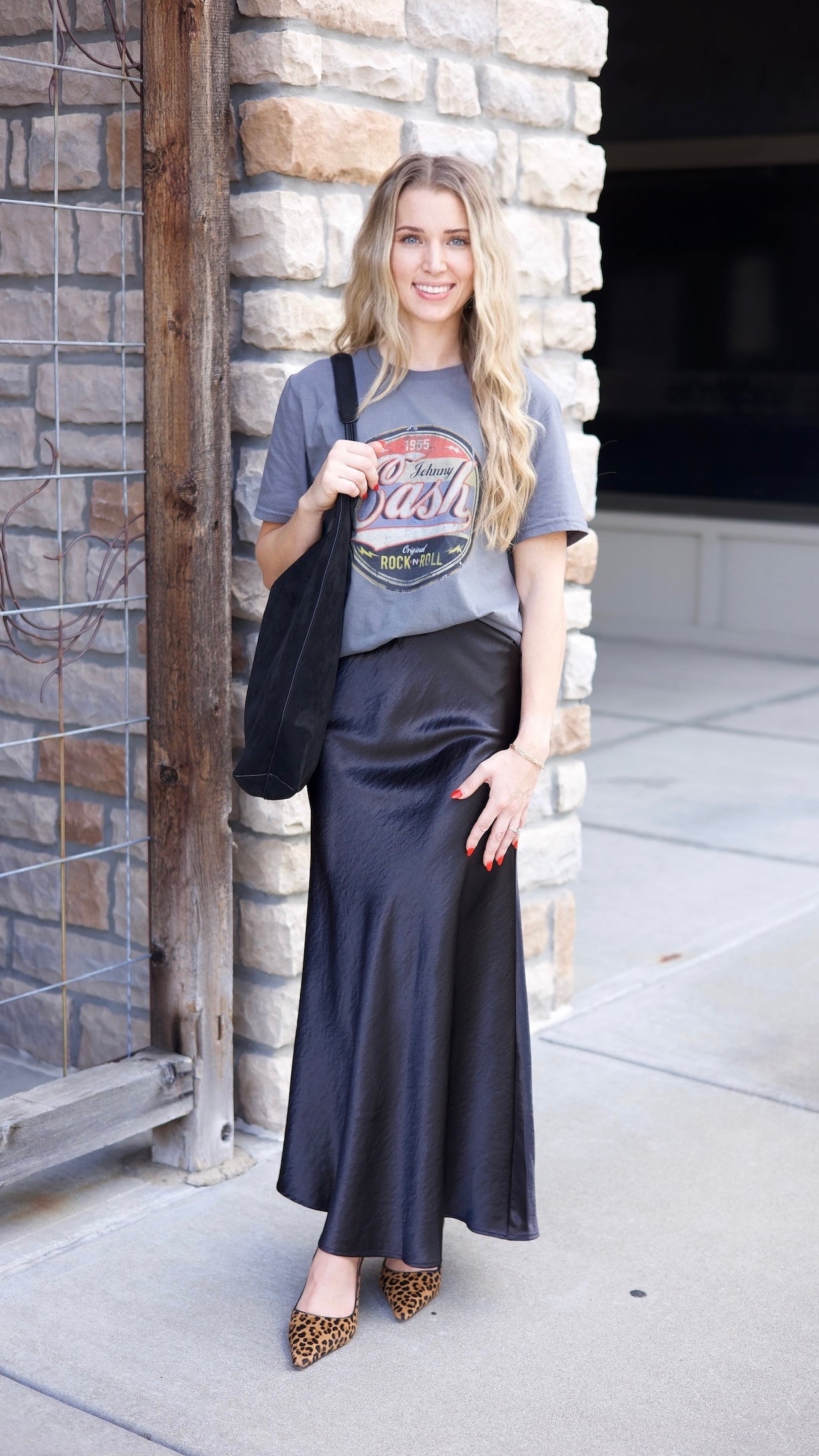 Sierra Satin Long Skirt - Black