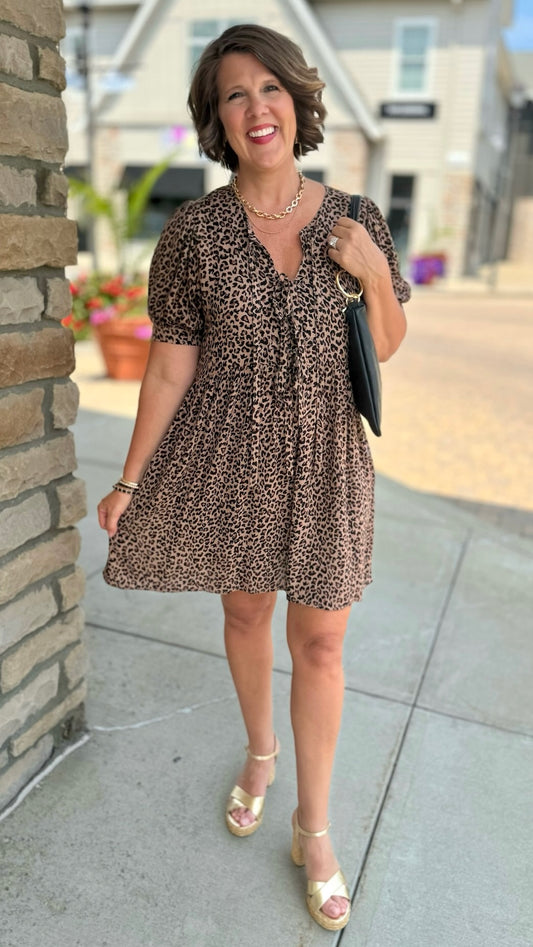 Tie Front Animal Print Dress