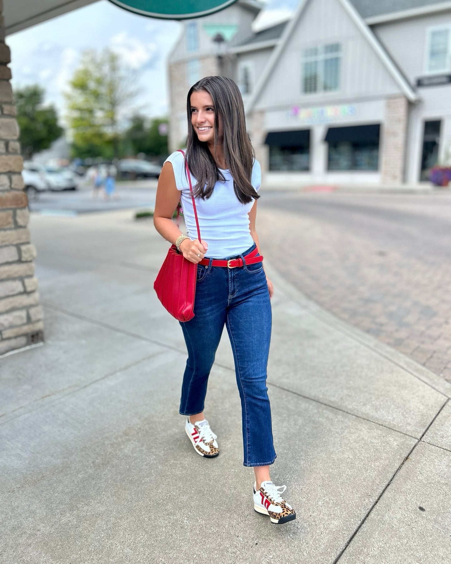 Red Skinny Leather Belt