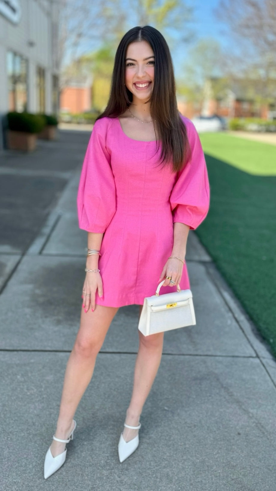 Annie Scoop Neck Linen Mini Dress - Pink