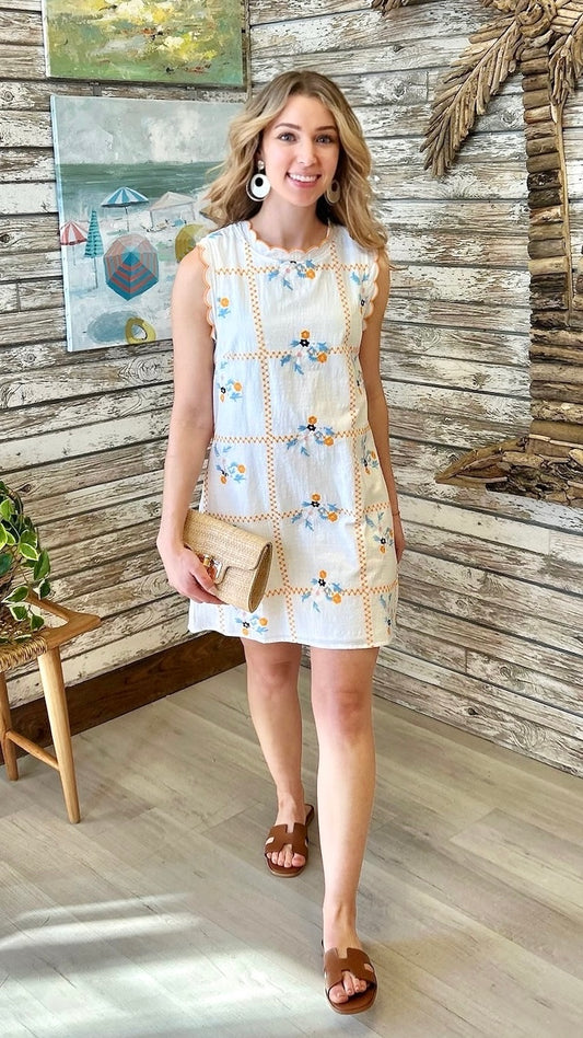 Lori Embroidered Dress - Ivory