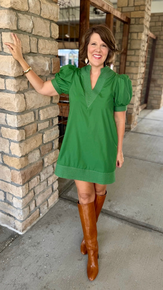 Charlotte Green Embroidered Dress