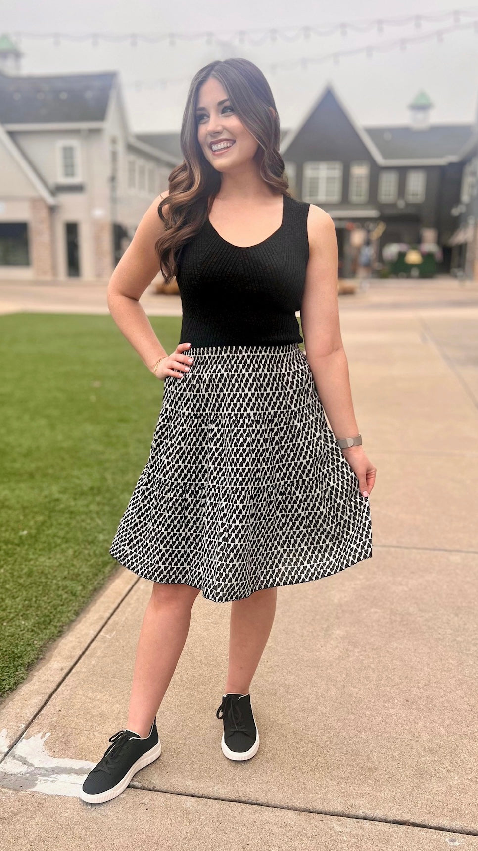 Ivy Jane Black Heart Print Cotton Skirt