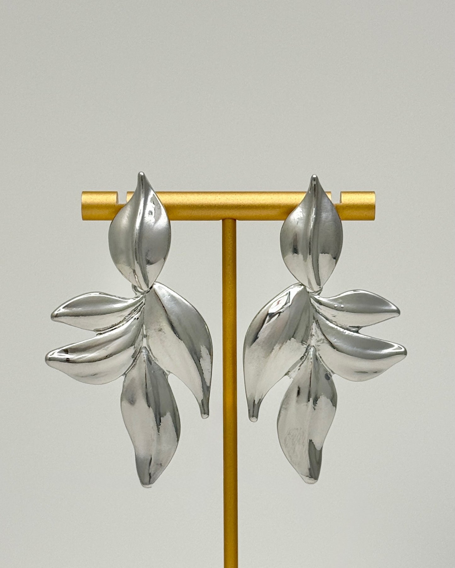 Large Silver Leaf Earrings