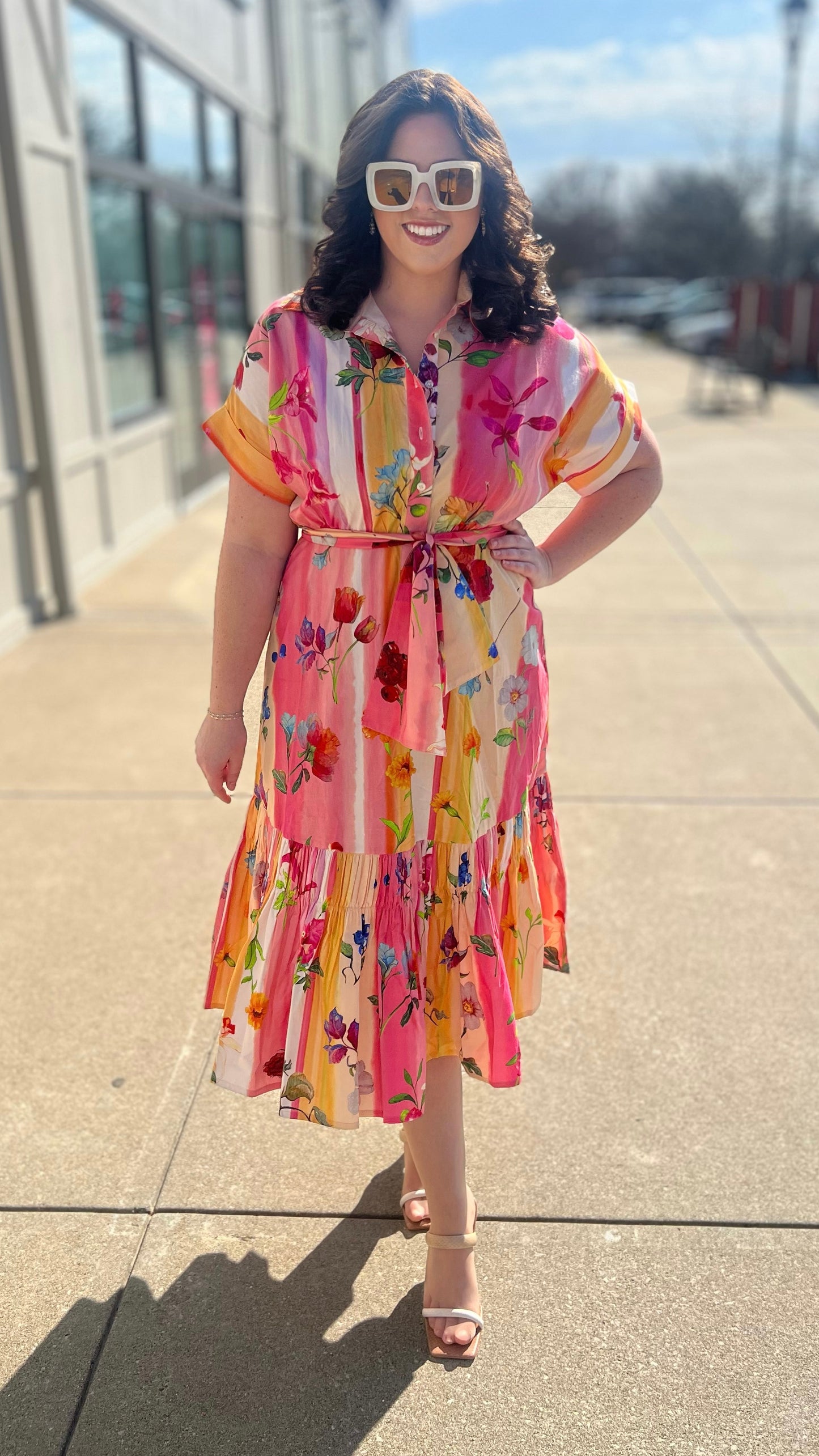 Just Bellina Fruits And Florals Midi Dress