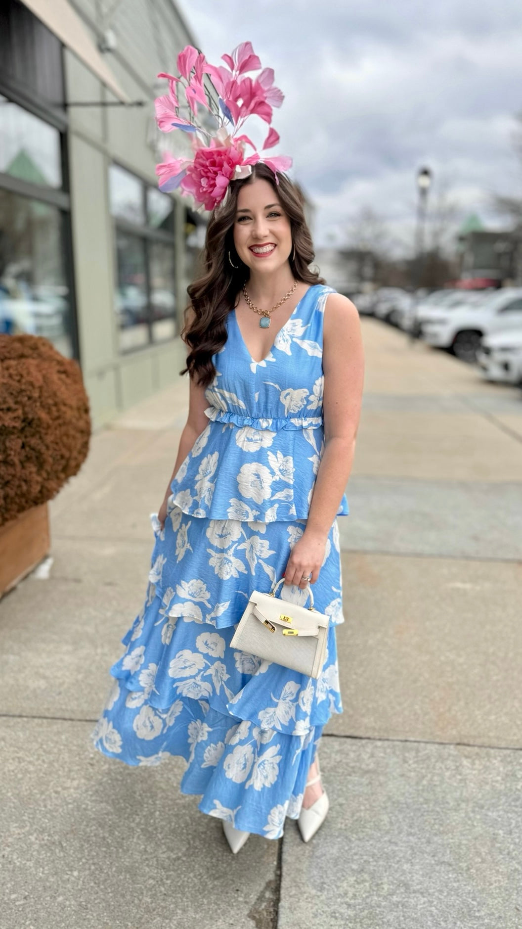 Amelia Floral Flutter Tiered Maxi Dress - Blue