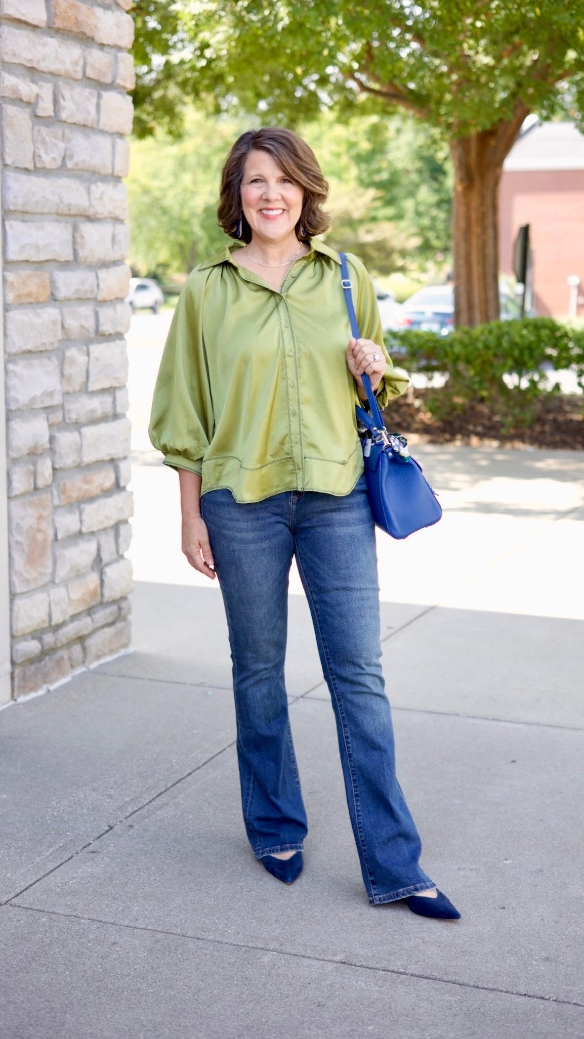 Olive Balloon Sleeve Top