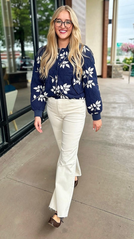 Lainey Embroidered Jacket - Navy