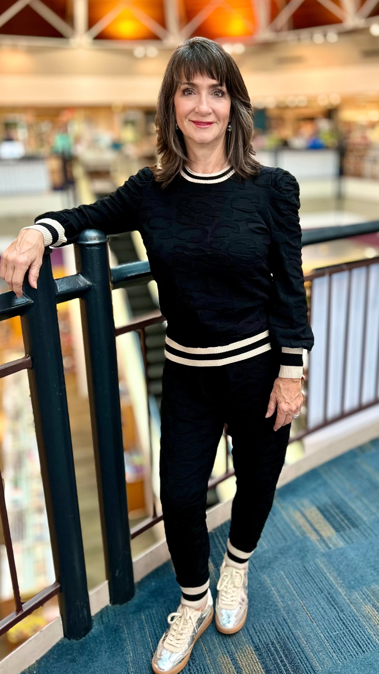 Emily McCarthy Downtown Knit Cheetah Jogger - Black