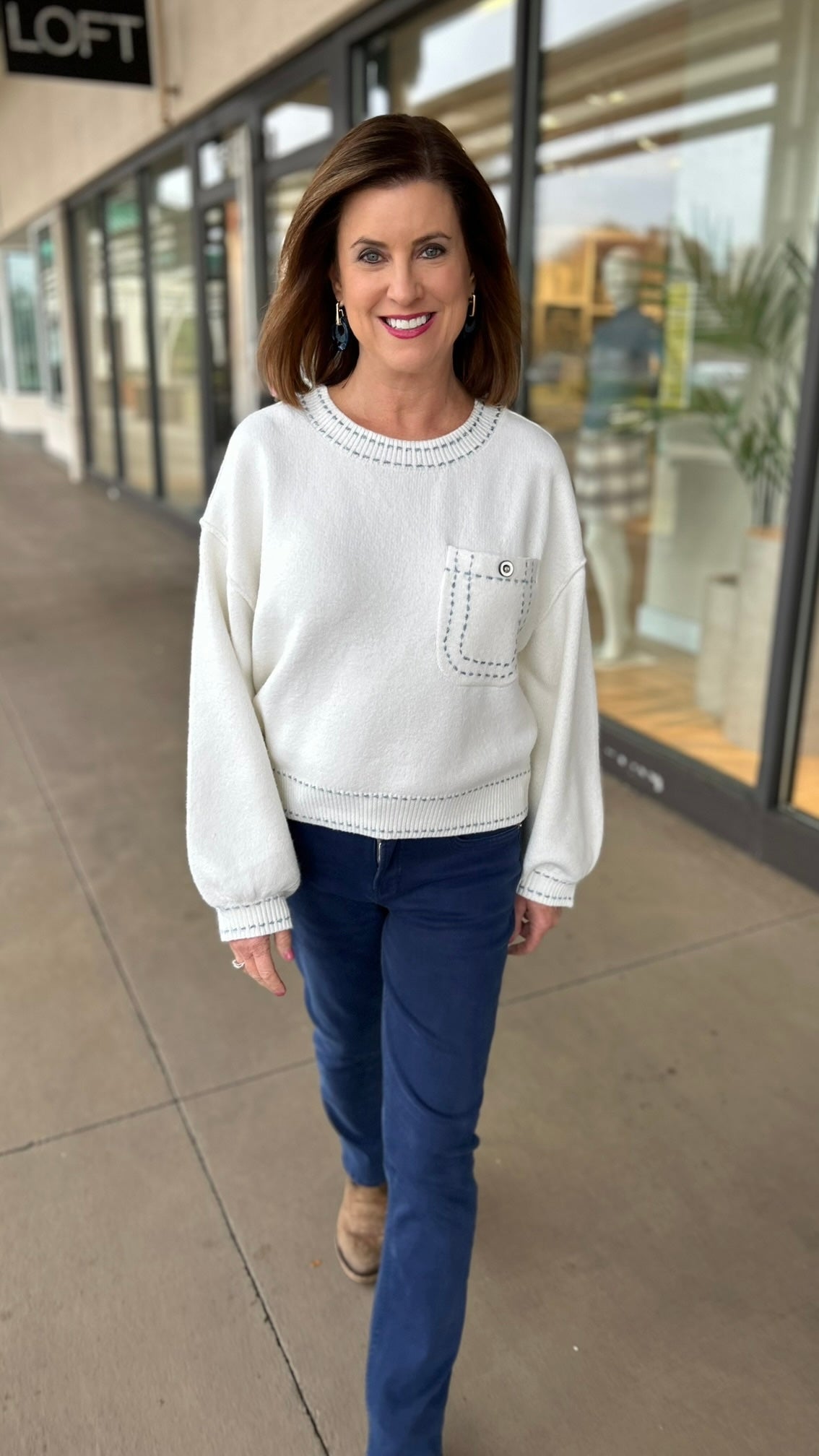 Amelia Blue Stitch Sweater